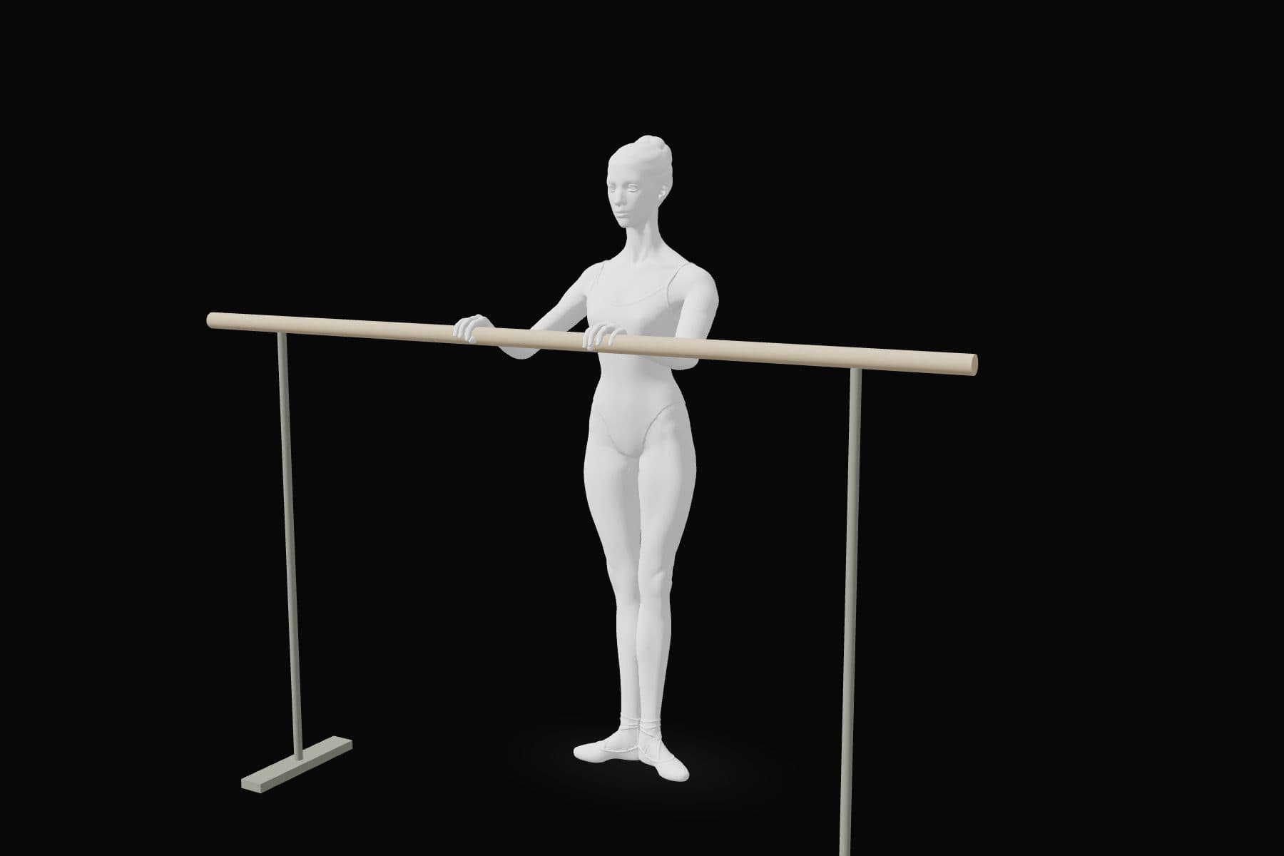 The dancer in the starting position for Warm-up with rises and tendus