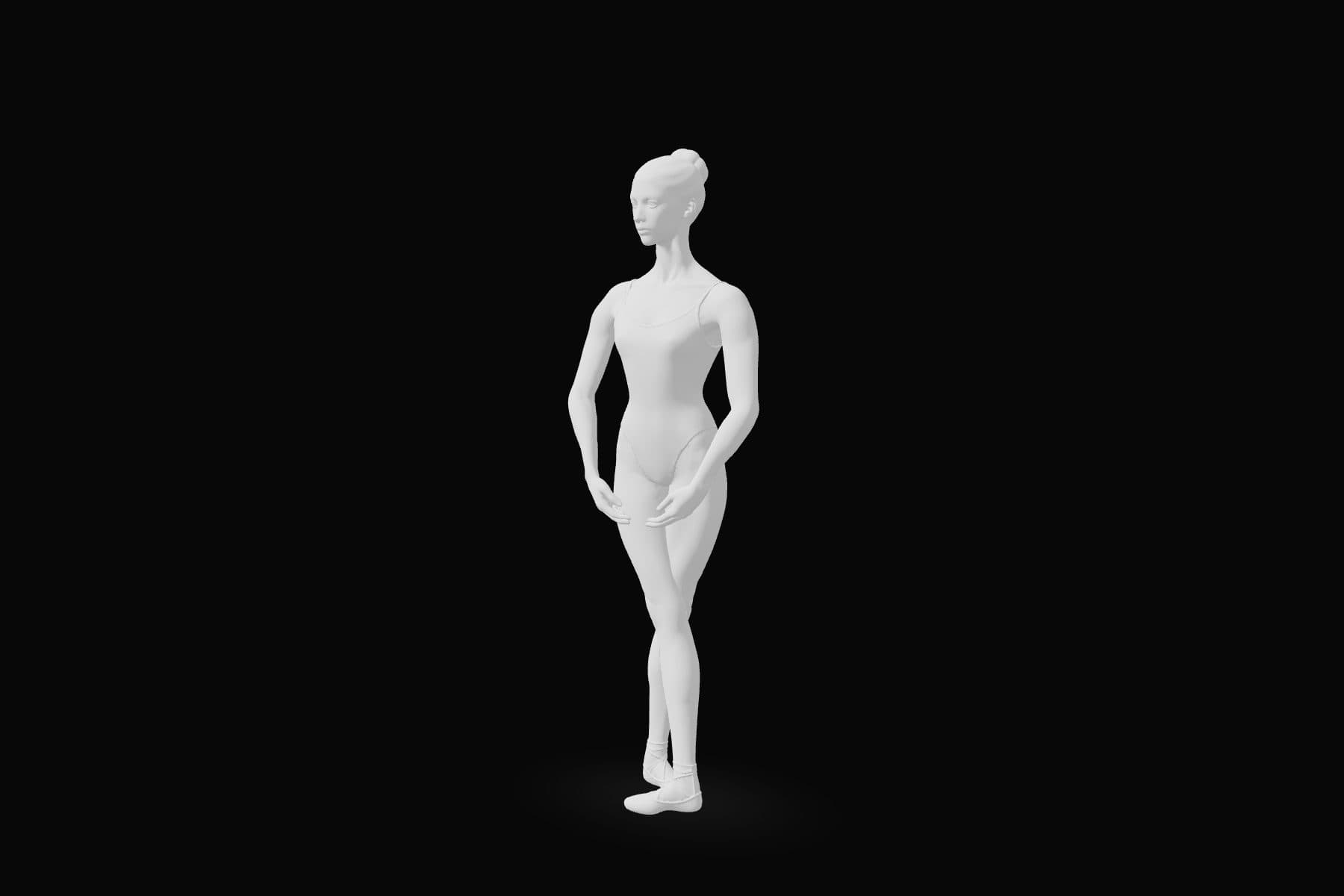 The dancer in the starting position for Tendus in the centre