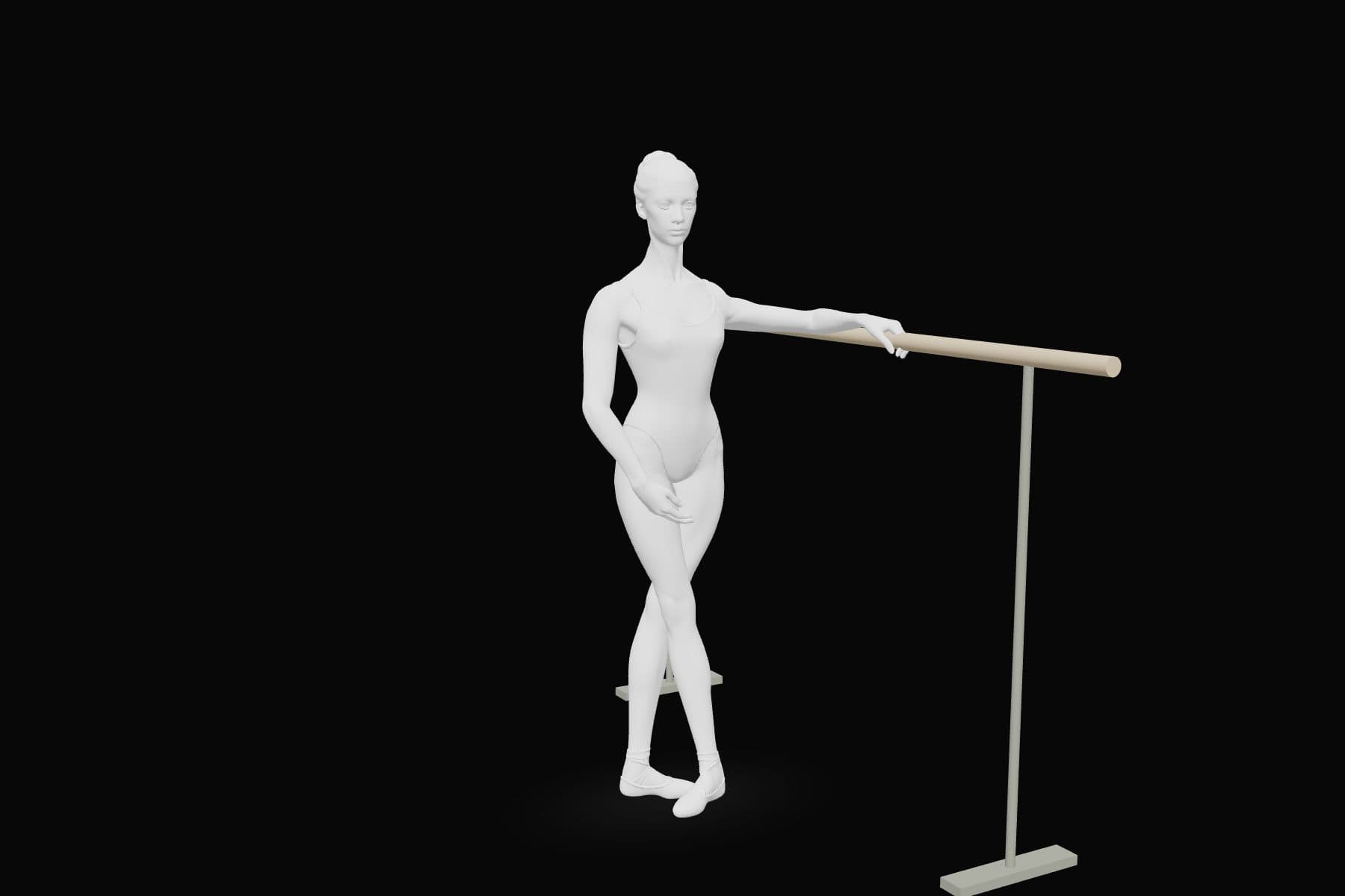 The dancer in the starting position for Grands battements to the side