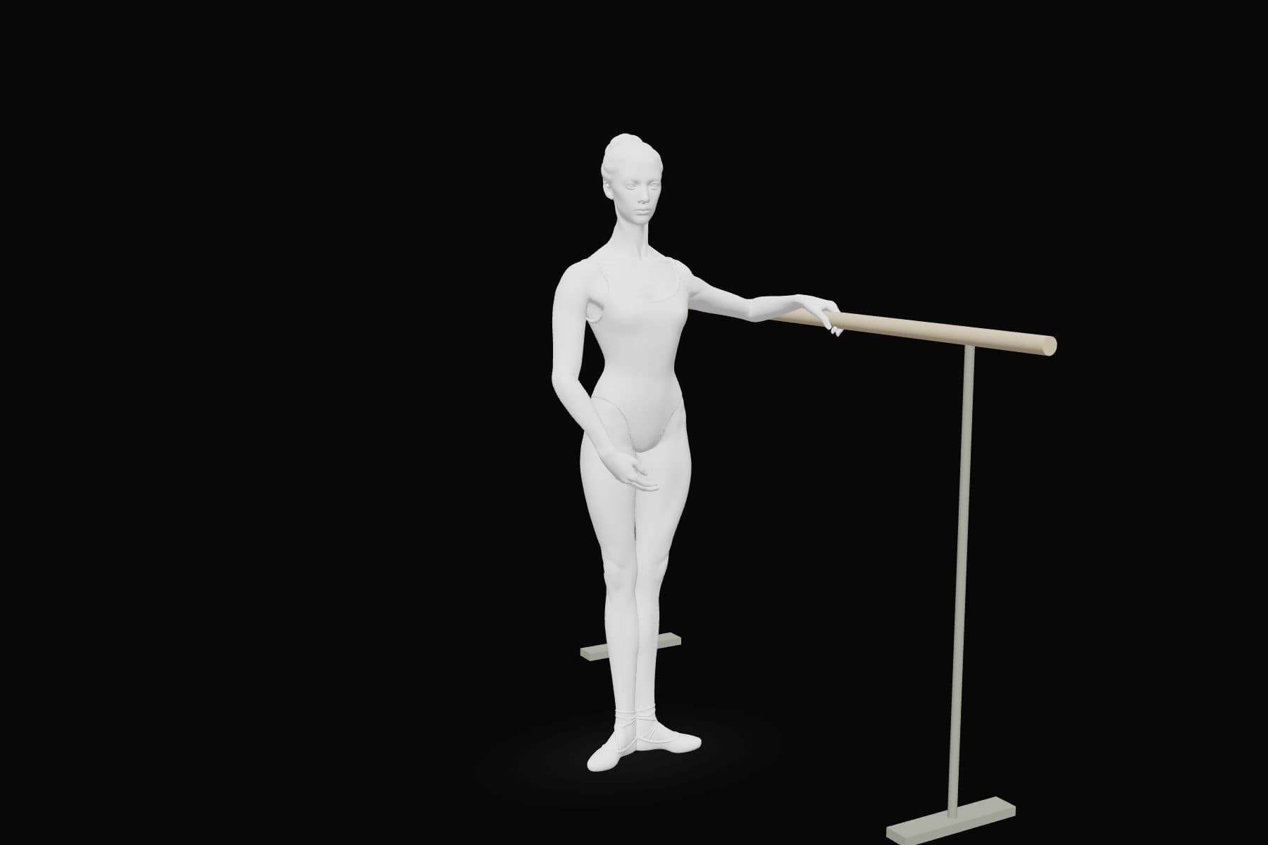 The dancer in the starting position for Pliés in 1st and 2nd
