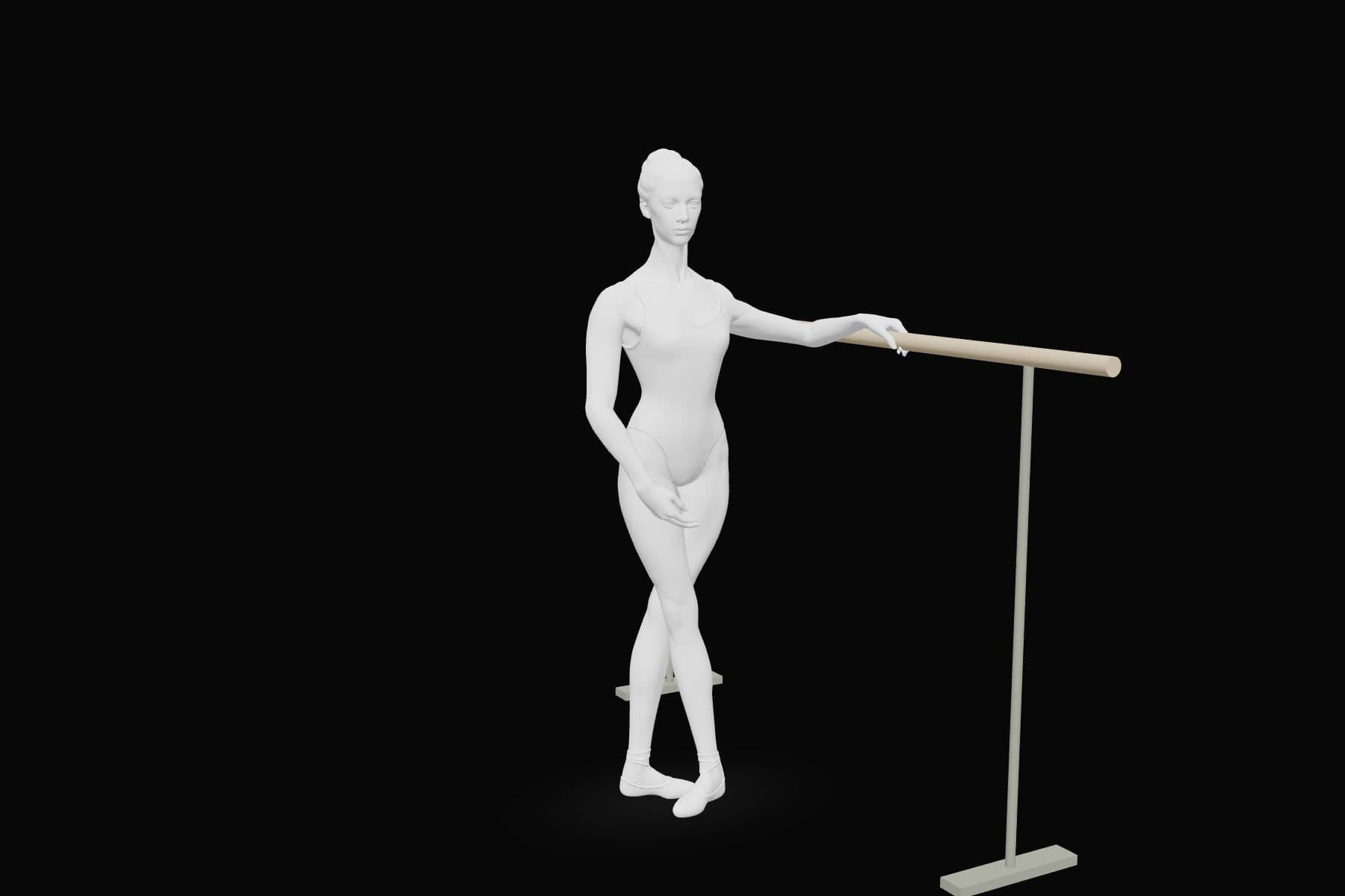 The dancer in the starting position for Tendus, 1 slow 2 quick